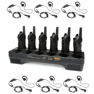 Motorola DLR1060 Radio Six Pack + Multi-Charger + Six Swivel Earpieces