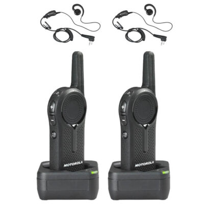 Motorola DLR1020 Radio Two Pack + Two Swivel Earpieces
