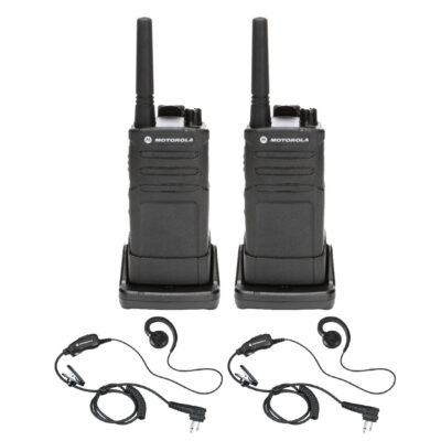 Motorola RM RMM2050 Radio Two Pack + Two Swivel Earpieces