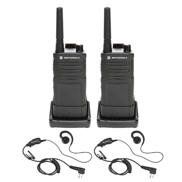 Motorola RM RMM2050 Radio Two Pack + Two Swivel Earpieces